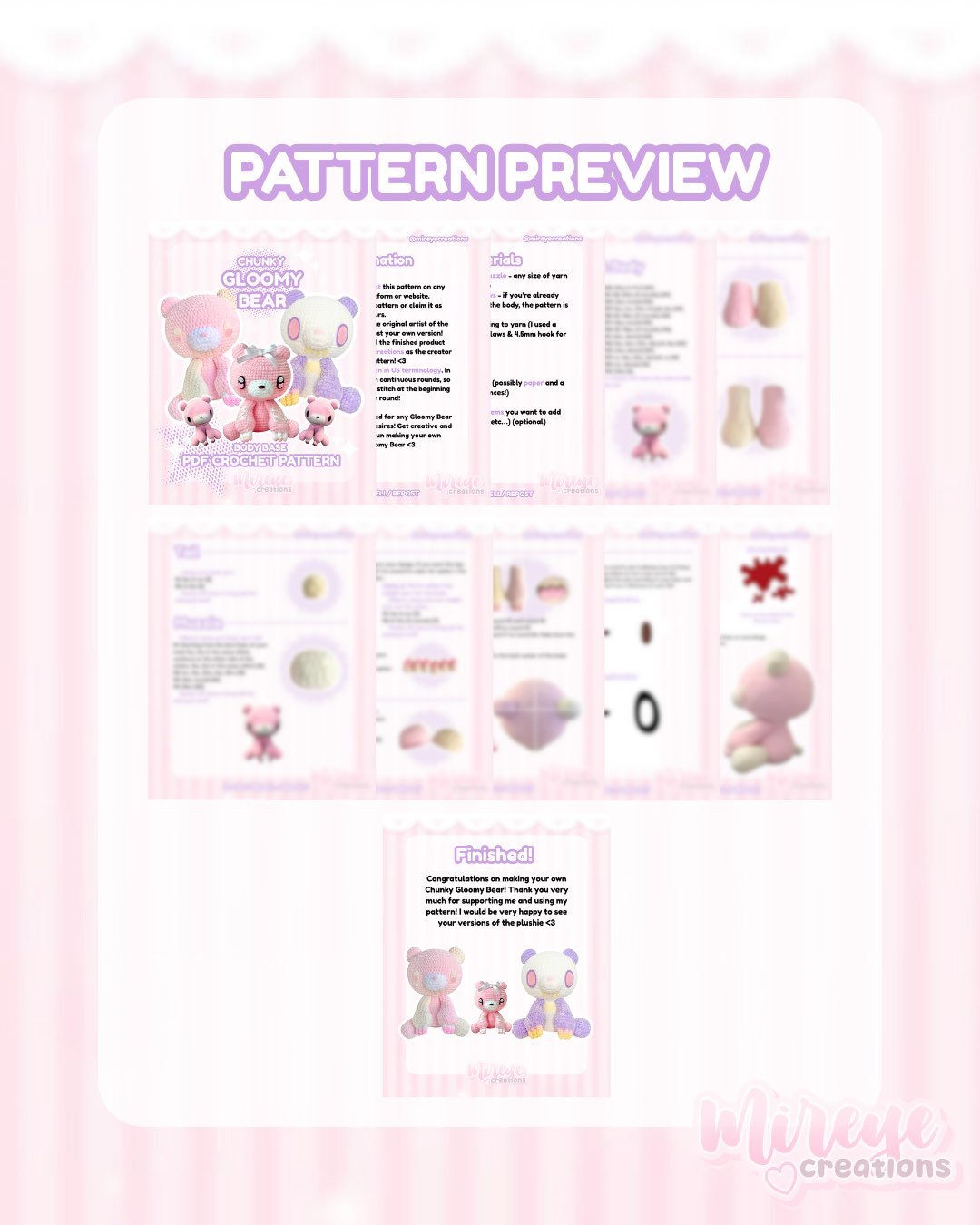 Chunky Gloomy Bear PDF Crochet Pattern