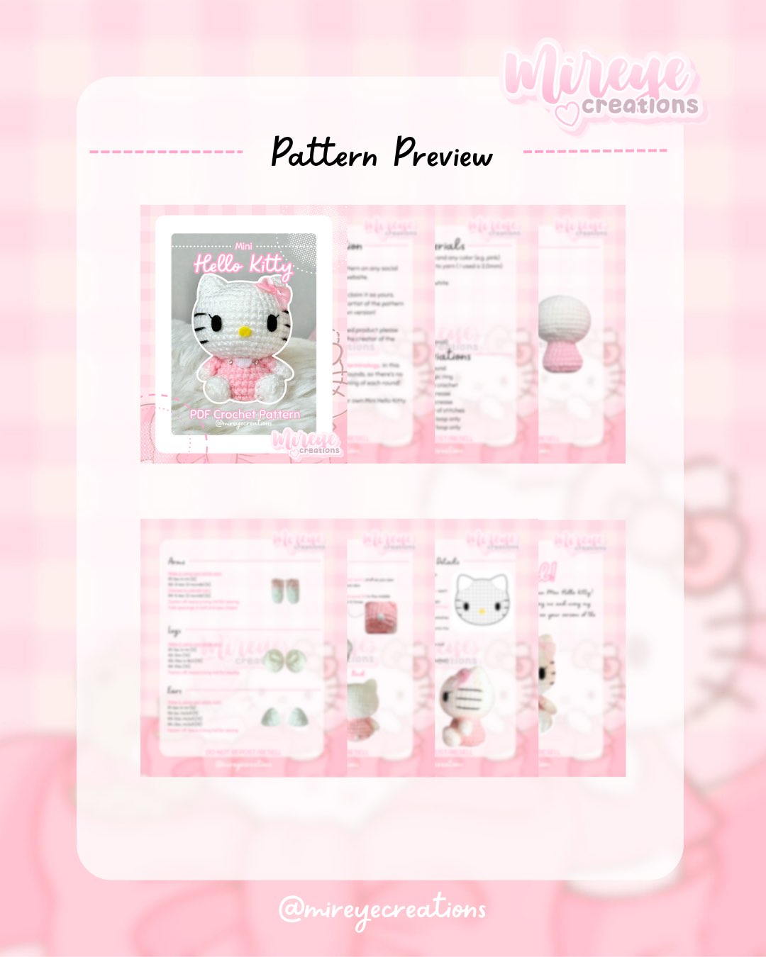 Mini Hello Kitty PDF Crochet Pattern