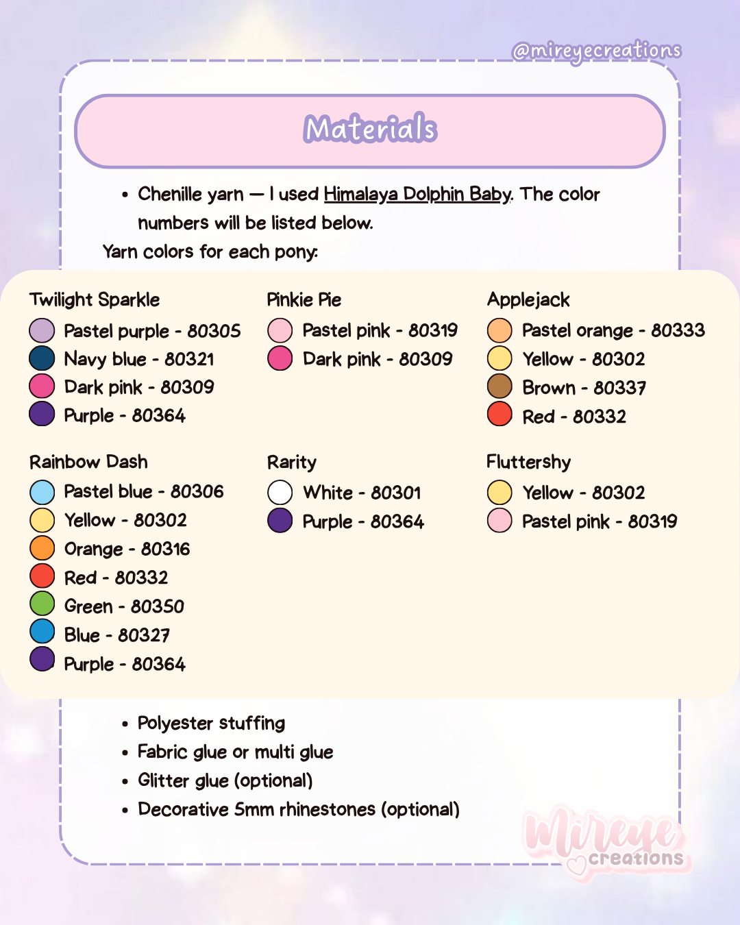 Mane 6 My Little Pony PDF Crochet Pattern