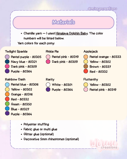 Mane 6 My Little Pony PDF Crochet Pattern
