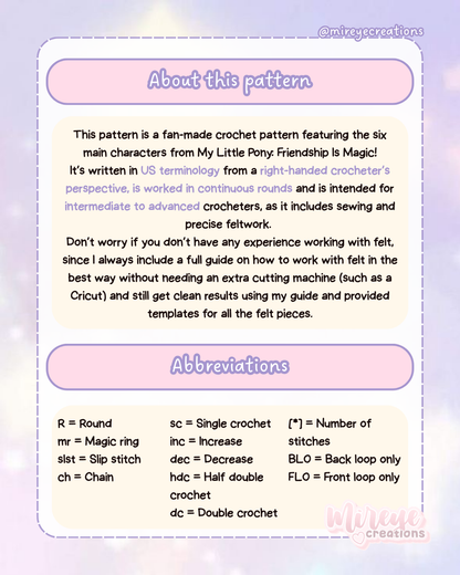 Mane 6 My Little Pony PDF Crochet Pattern
