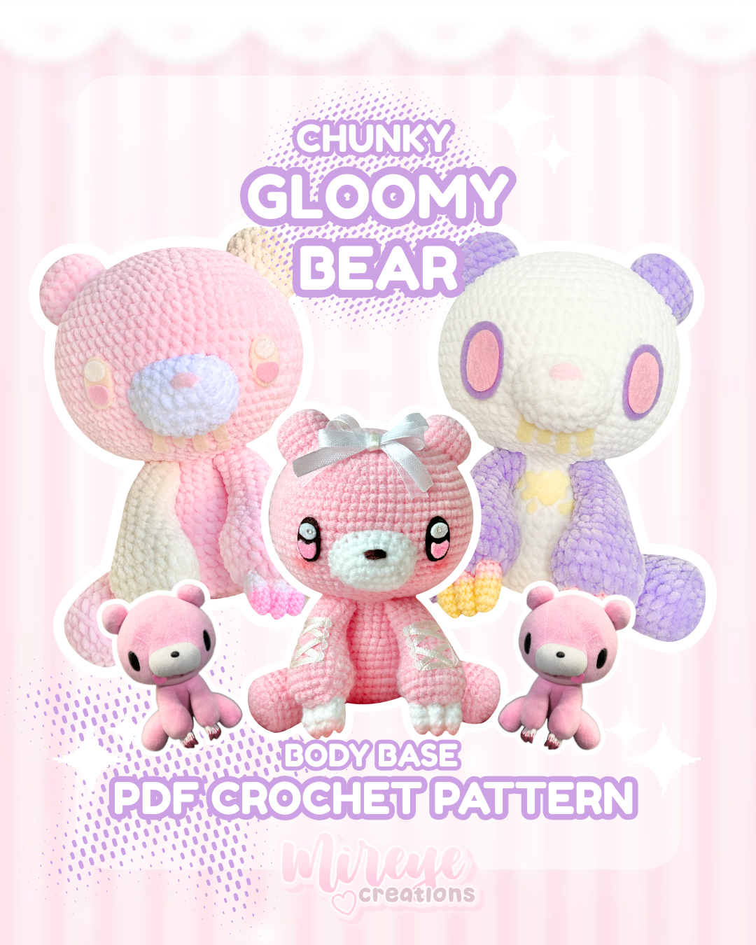 Chunky Gloomy Bear PDF Crochet Pattern – Mireye Creations