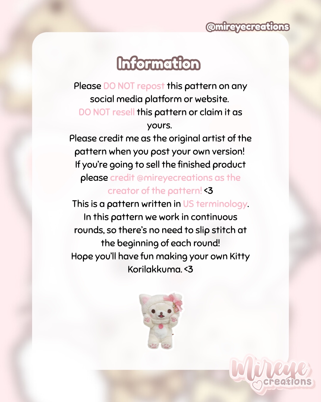 Korilakkuma in a Cat Costume PDF Crochet Pattern