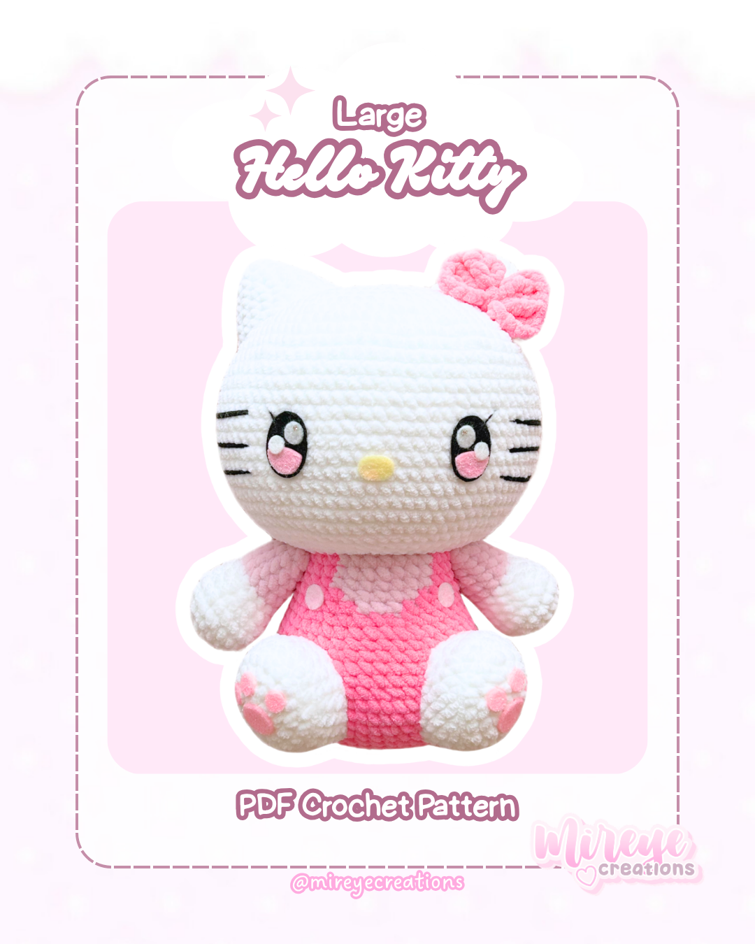 Large Hello Kitty PDF Crochet Pattern