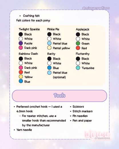 Mane 6 My Little Pony PDF Crochet Pattern
