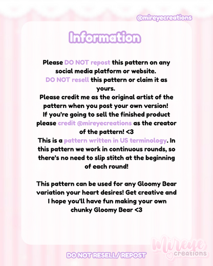 Chunky Gloomy Bear PDF Crochet Pattern