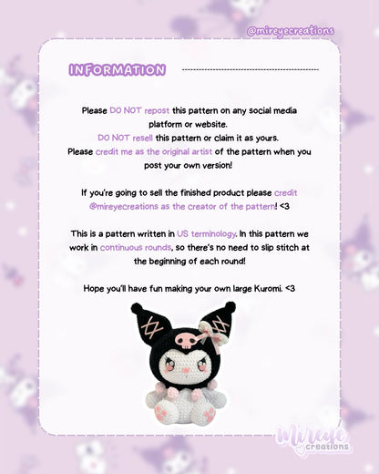 Large Kuromi PDF Crochet Pattern