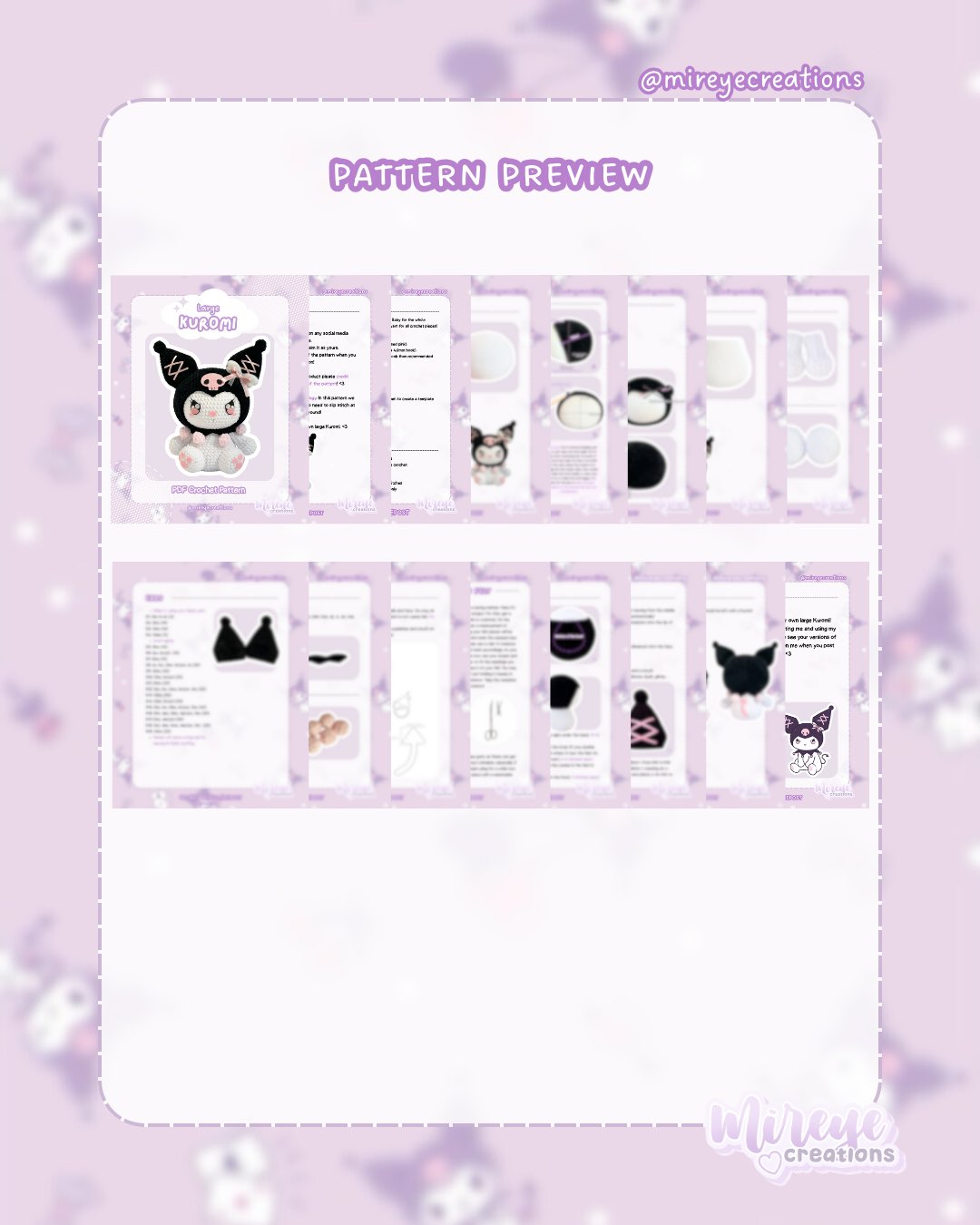 Large Kuromi PDF Crochet Pattern