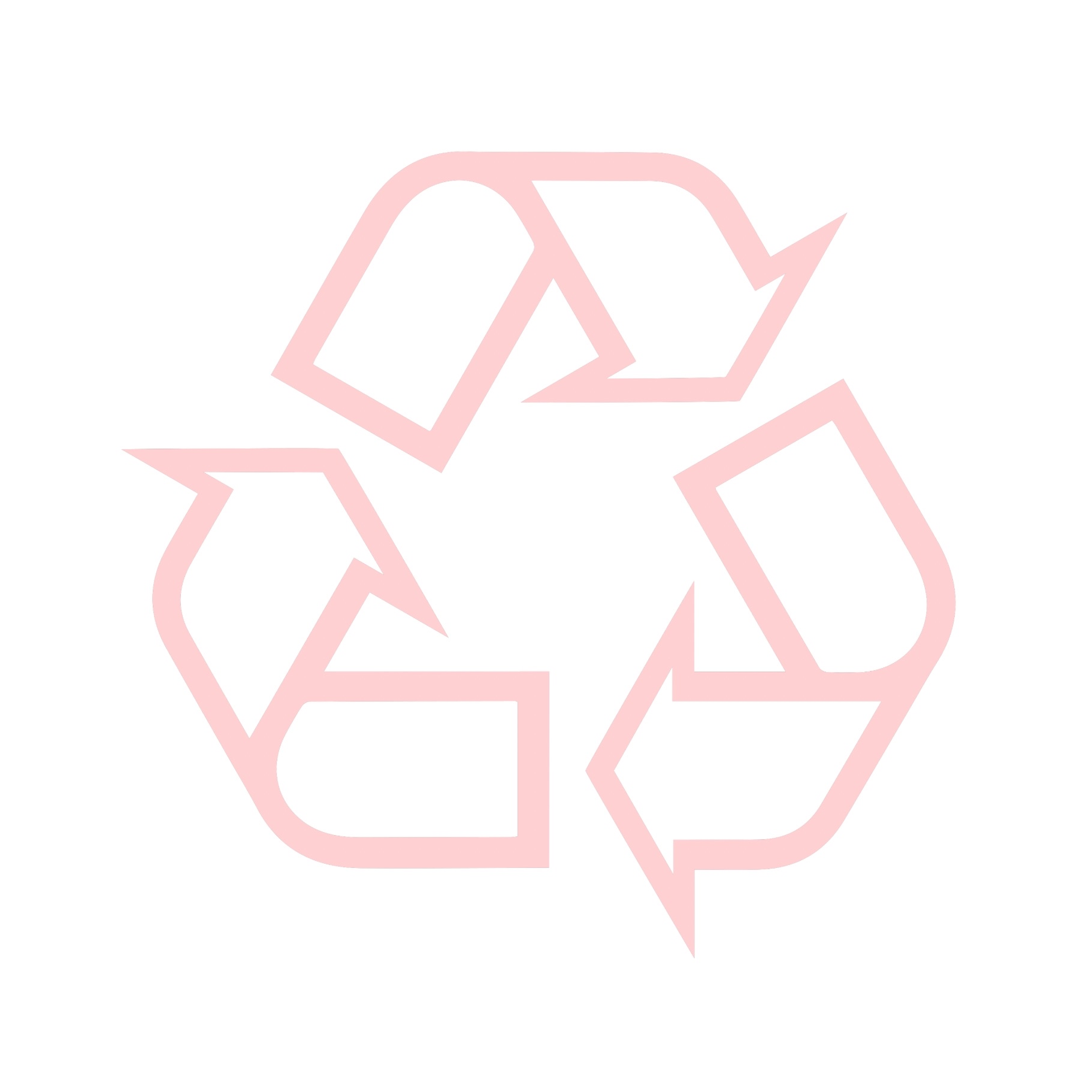 Recycling symbol in pink on a white background